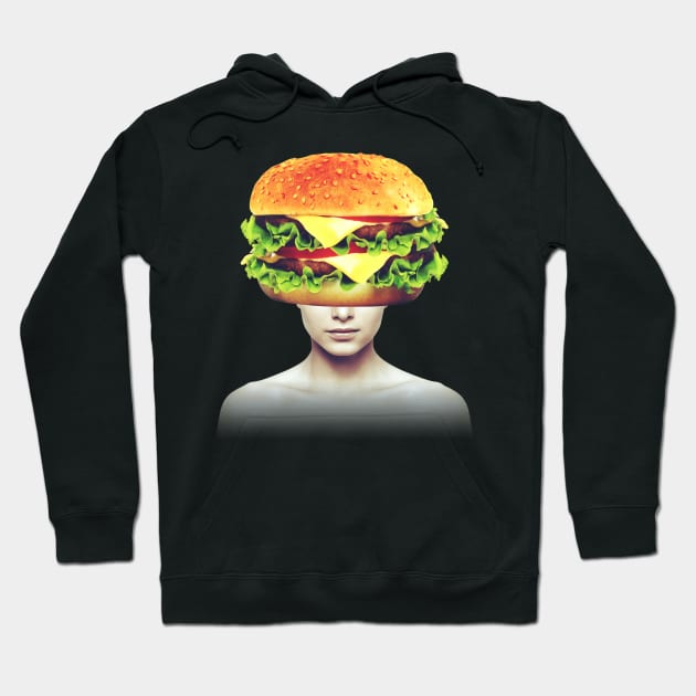 Burger head portrait Hoodie by reesea